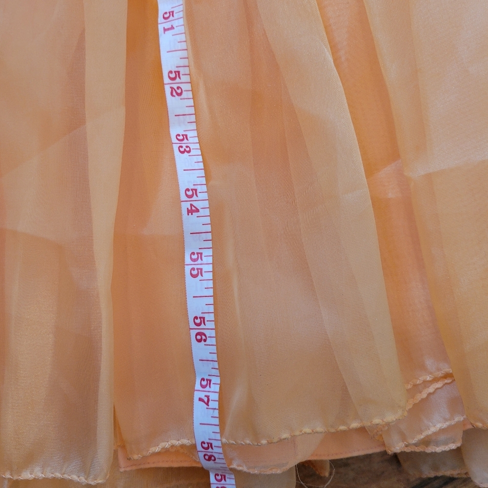 Vintage 1970s Full-length Prom Dress Peach Ruffles Long Flowy Chiffon Formal - Picture 15 of 16